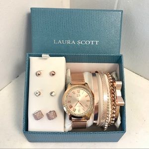 NWOT LAURA SCOTT SET Watch, Bracelet & Earrings